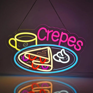 Crepes Neon Sign Neon Lights Wall Art Decor Energy-Saving LED Light Balcony Shop Florist Restaurant Cafe Decor Opening Gifts