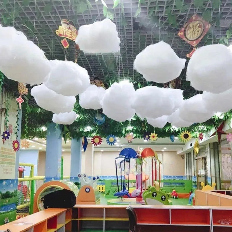 White Cotton Cloud Decoration Fluffy Wedding Backdrop Christmas Party Hanging Props DIY Home Living Room Wall Decoration