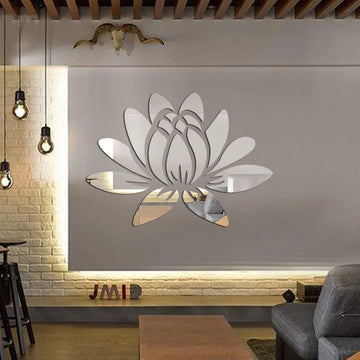 3D DIY Lotus Flower Mirror Wall Sticker Acrylic Art Mural Decal Removable for Living Room Bedroom Decor