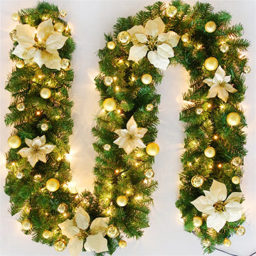 2.7M Christmas Wreath Rattan Garland For Front Door Window Christmas Decoration Artificial Rattan Hanging Staircase Ornaments