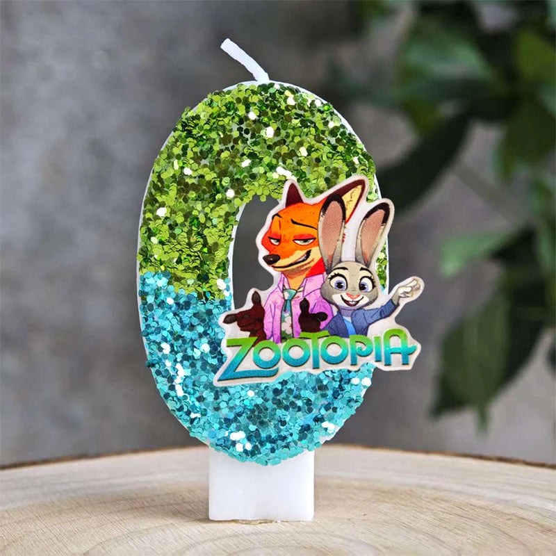 Zootopia Candle Number 0-9 Soccer Candle Cake Decoration Zootopia Birthday Party for Kids Baby Shower Decor Gift