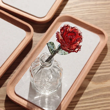 Glaze Rose Flower Eternal Flower Rose Desktop Glass Handicrafts Ornaments Simulation Glass Vase Flower Wedding Valentine's Gifts