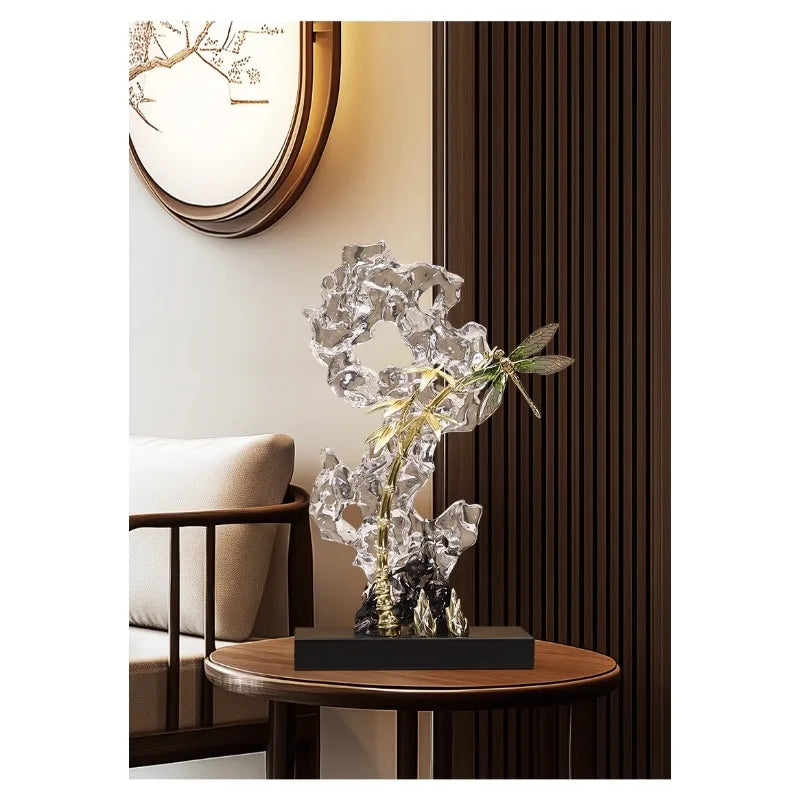 The Taihu Lake Stone Decoration New Chinese Style Porch Living Room TV Wine Cabinet Home Soft Decoration