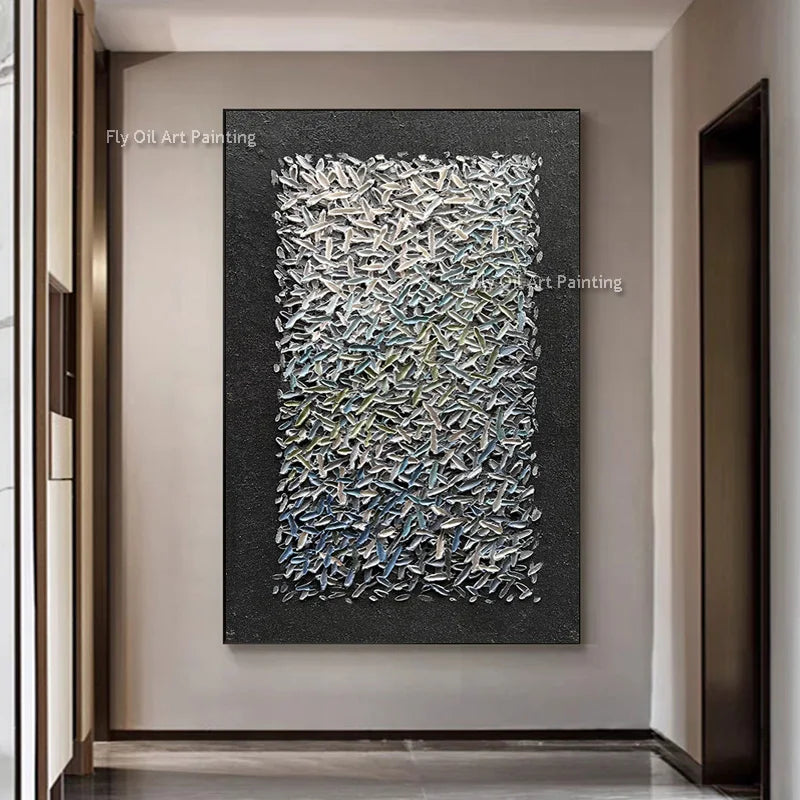 Brown And White Abstract Knife Thick Canvas Oil Painting Handpainted Special Design Black And White Wall Art For Room Hall Decor