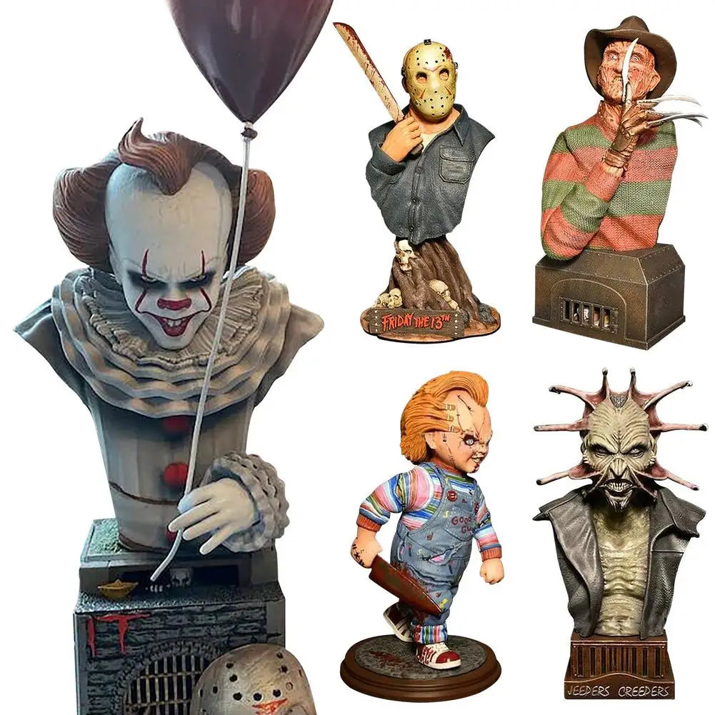 Halloween Sculpture Resin Craft Horror Movie Home Party Decor Statue Resin Figure Halloween Indoor Home Decor Collection Gifts