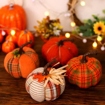 1 Pcs Handmade Autumn Fabric Pumpkin Decor Thanksgiving Artificial Pumpkins Autumn Ornament Hallowee Fall Home Table Decoration