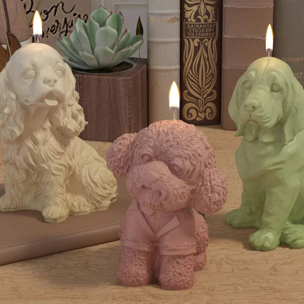 3D Puppy Kitten Candle Silicone Mold Gypsum Ornament Resin Mold Lovely Cat Dog Soap Craft Casting Mold Home Decor Gift
