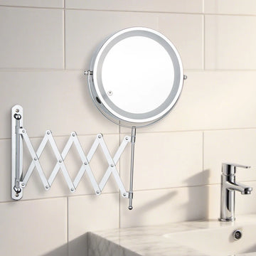 Wall Mounted Makeup Mirror 8 Inch Double Sided 3X Magnifying Mirror with 3 Color Lights Dimmable Touch Screen