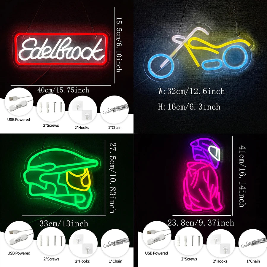 Edelbrock Neon Sign,LED Racing Car Motorcycle Retro Design Neon Sign, Garage Auto Repair Shop Bar Game Room Decor,Birthday Gifts