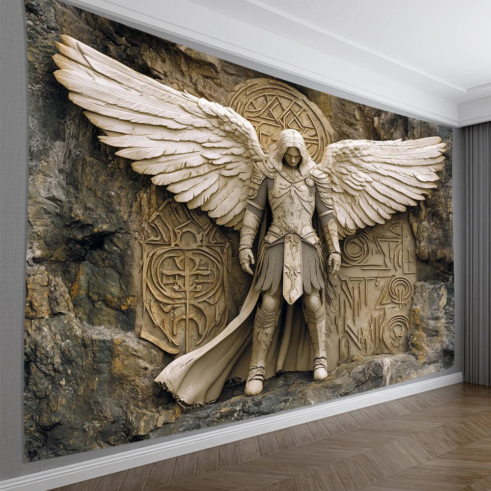 Glam Style 3D Angel Wall Tapestry for Polyester Hanging Decoration for Living Room, Bedroom, Office and Party