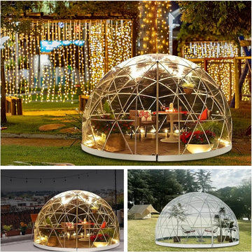 12*7.2FT Garden Dome Igloo, Outdoor PVC Bubble Tent Dome for 4-8 Person, Greenhouse Garden Igloo with Window, Waterproof Clear D