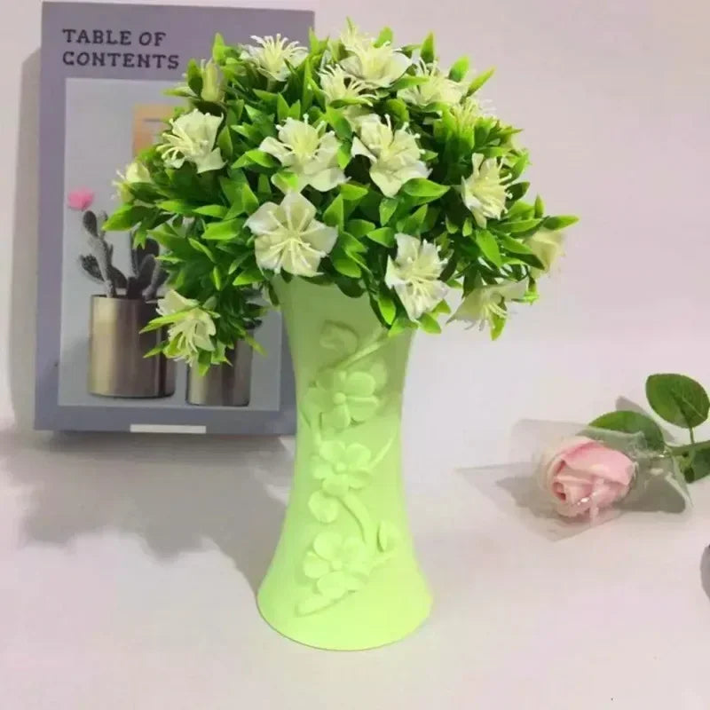 Pot Container Plastic Embossment Vase Flower Arrangement Home Office Table Decor  Home Decoration  Nordic Vase  Flower Vase