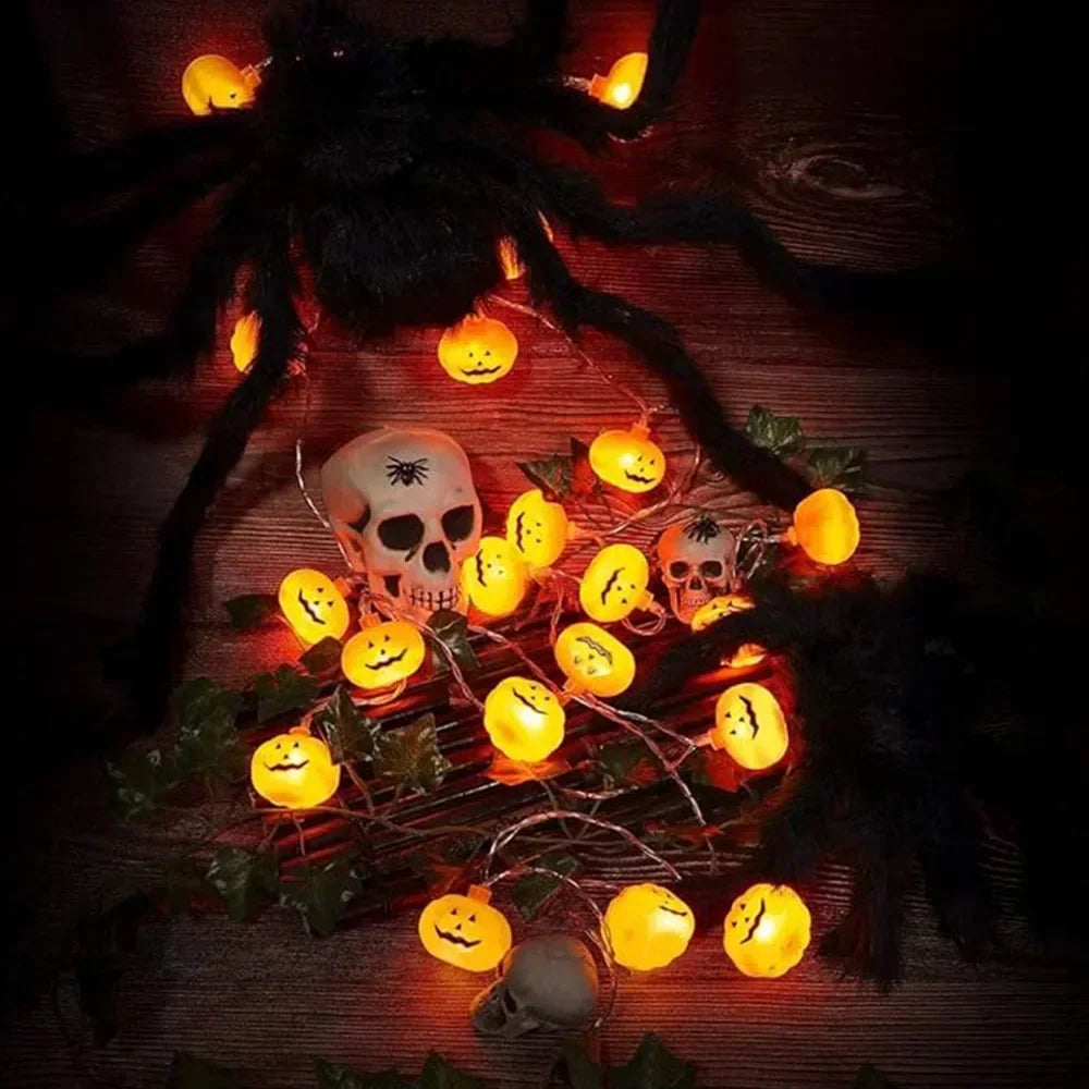 Halloween 3D Pumpkin LED String Lights Battery Powered Lantern Fairy Lights for Indoor Outdoor Party Home Fireplace Autumn Decor