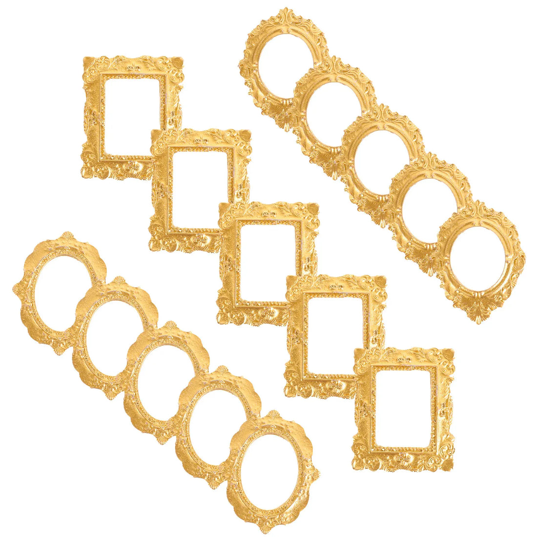15Pcs Golden Retro Miniature Photo Frames Resin Mini Angel Oval Photo Frame Accessory Mini House Vintage Frame Decoration