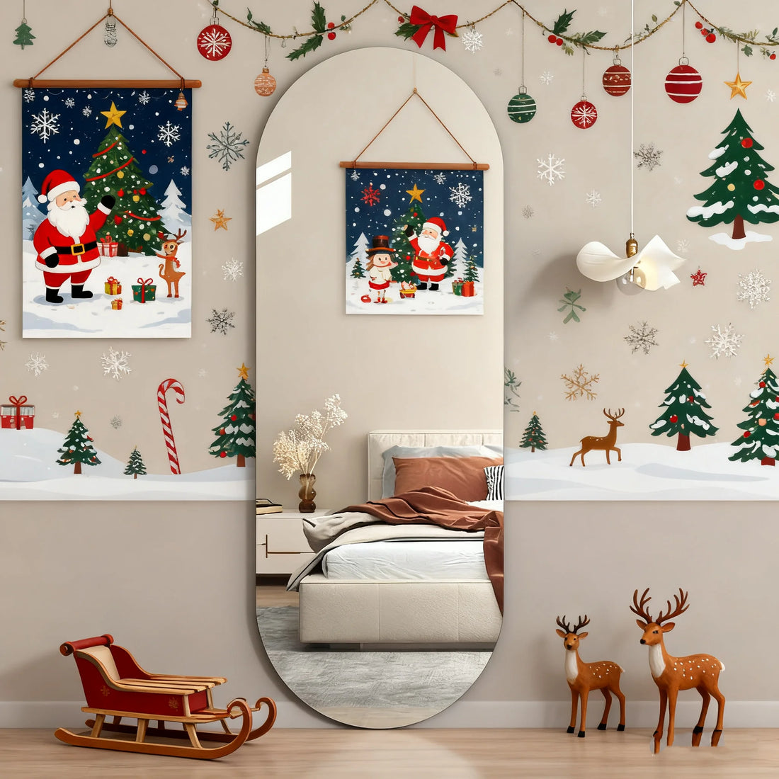 Acrylic arched integrated mirror self-adhesive mirror track model 45in*14in/35in*12in long mirror thickness 2mm arched mirror