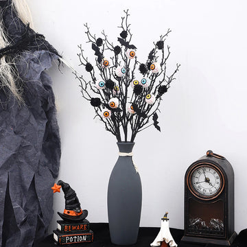 Spooky Maple Bat Bouquet Decor - Halloween Eyeball Floral Centerpiece for Gothic Home Table
