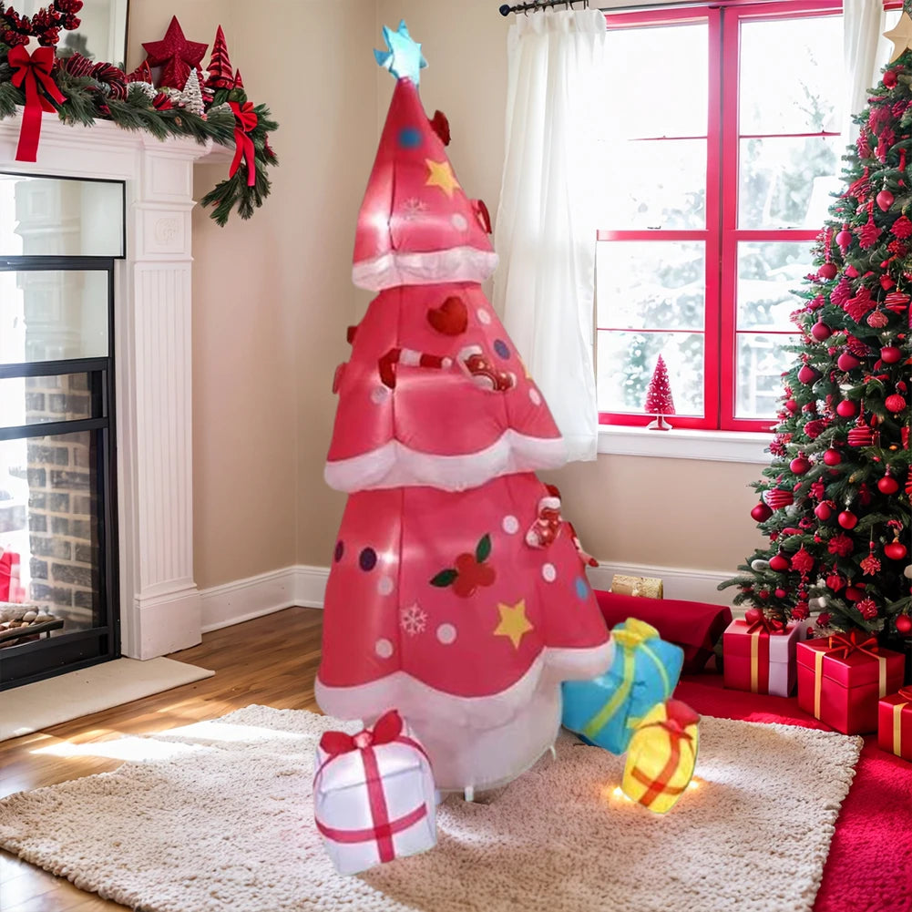 6.9FT Outdoor Inflatable Christmas Tree LED Lights Lighted Blow Up Xmas Tree Blow Up Inflatable Tree Outdoor Lawn Winter Decor