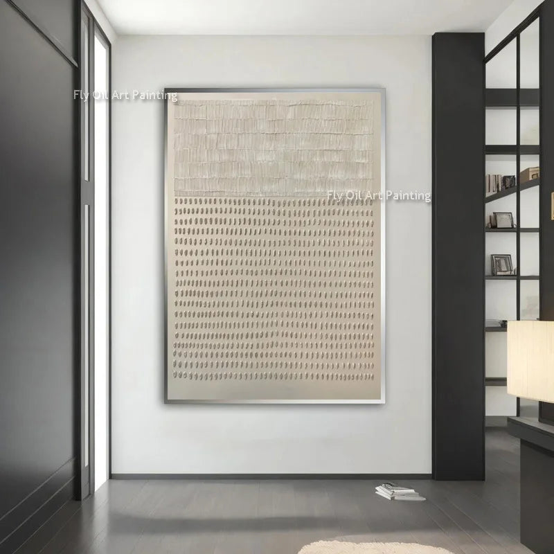 New Design Original Handmade Brown And Beige Texture Thick Oil Painting Abstract Simple Brown Point Canvas Artwork For Decor