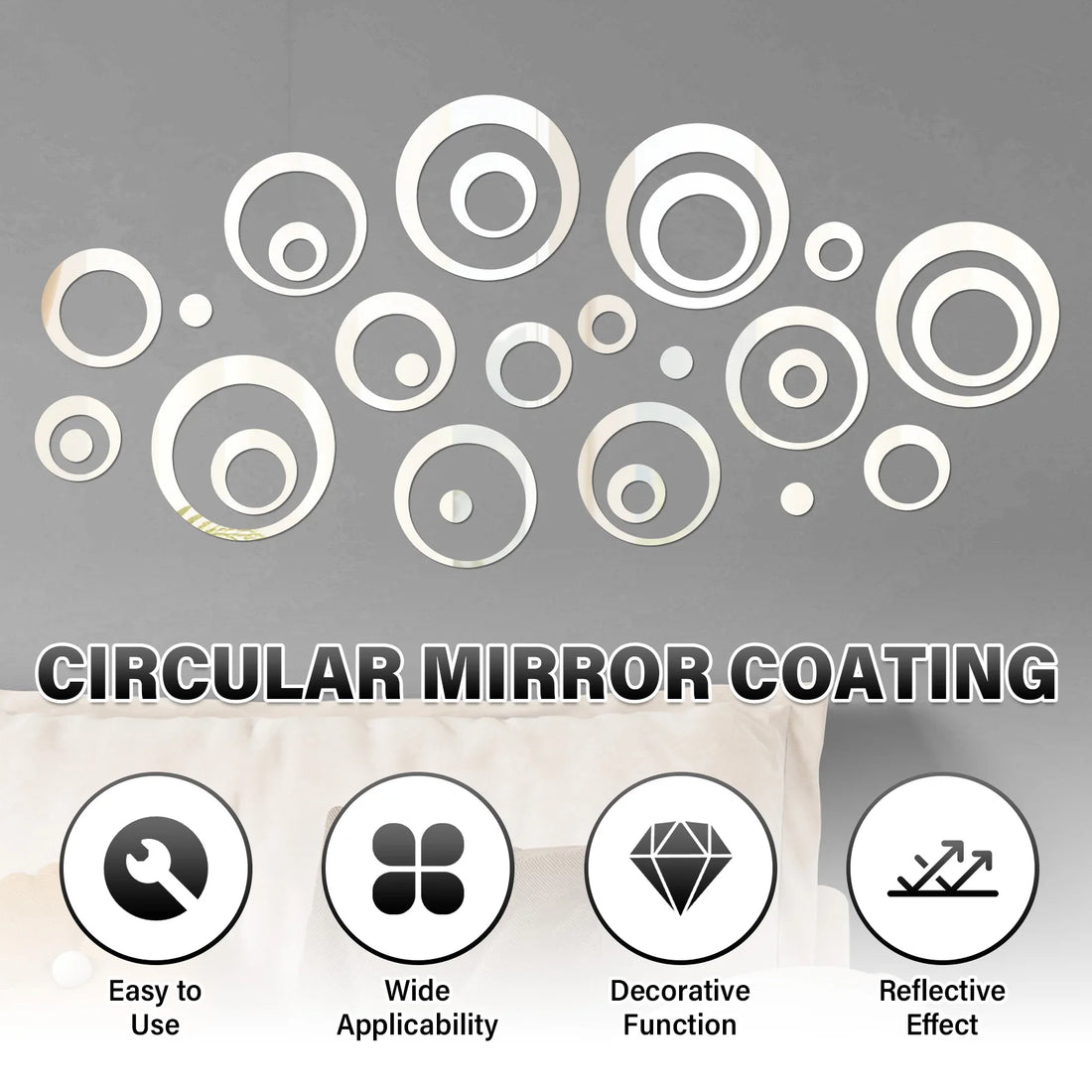 24/36pcs Circle Mirror Sticker Self-Adhesive DIY Wall Sticker Circle Bubble Wall Bathroom Washstand Home Decoration Wall Sticker
