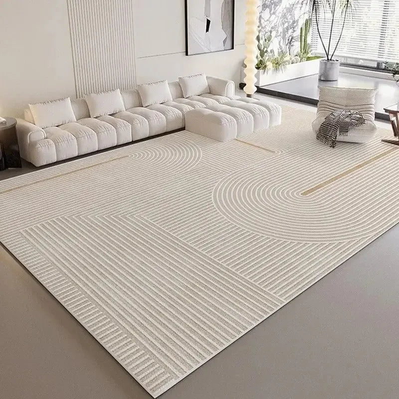 VIKAMA Wabi-Sabi Style Striped Rug Living Room Sofa & Coffee Table Mat Non-Slip & Easy-Care Bedroom & Office Rug Home Decor