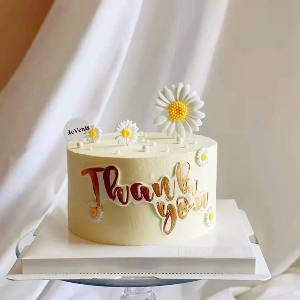 7pcs Wildflower Daisy Cake Decorations Daisy Flower Cake Topper Hippie Cake for Wedding Birthday Party Baby Shower