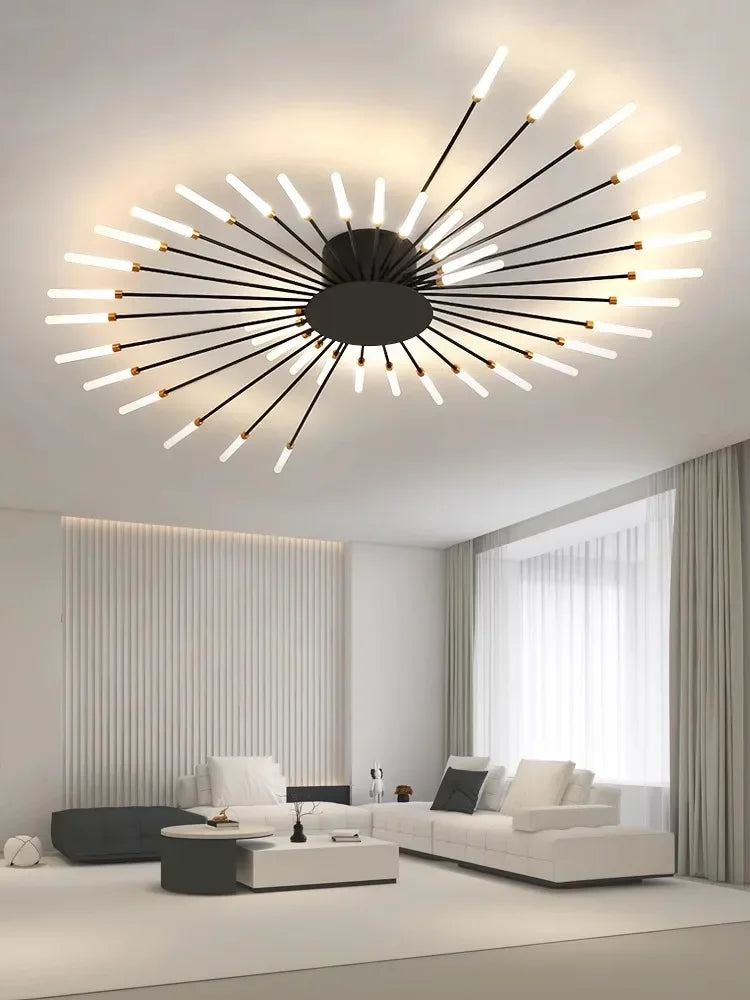 Modern Living Room LED Ceiling Lamps Nordic Bedroom LED Ceiling Lights Minimalism Gold Black Designer Chandelier Light Fixtures