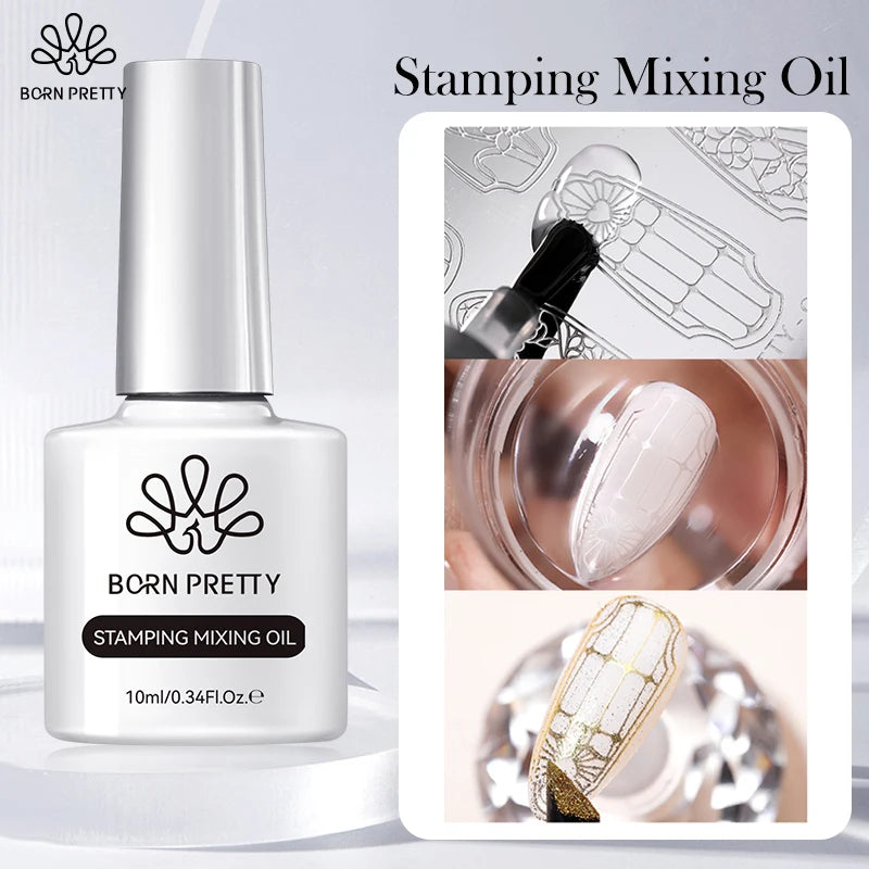 BORN PRETTY 10ml Stamping Mixing Oil for Nail Art Powder Mixing And Apply Nail Powder Printing Tool Painting Gel Stamping Polish