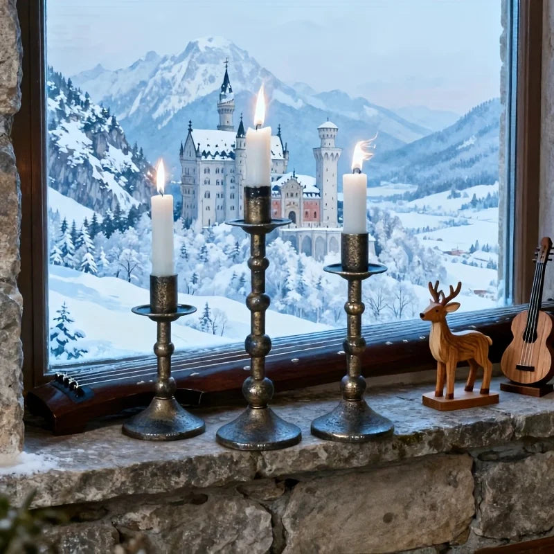Retro Metal Candle Holder Candlestick for Candles Country Room Decoration Candlestick Romantic Candlelight Dinner Ornaments Gift
