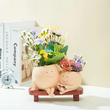 Smile Face Flower Pot  Mini Simulation Rocking Chair Flower Pot Succulent Flowerpots Indoor Outdoor Homes Garden Ornaments