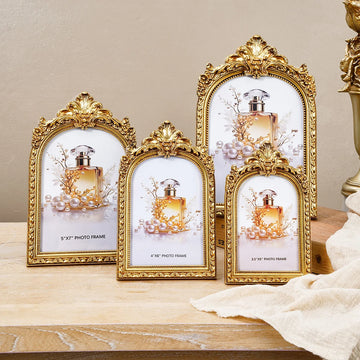 1PC, European retro golden arched lace decorative photo frame, suitable for photo display, home decoration and photography props