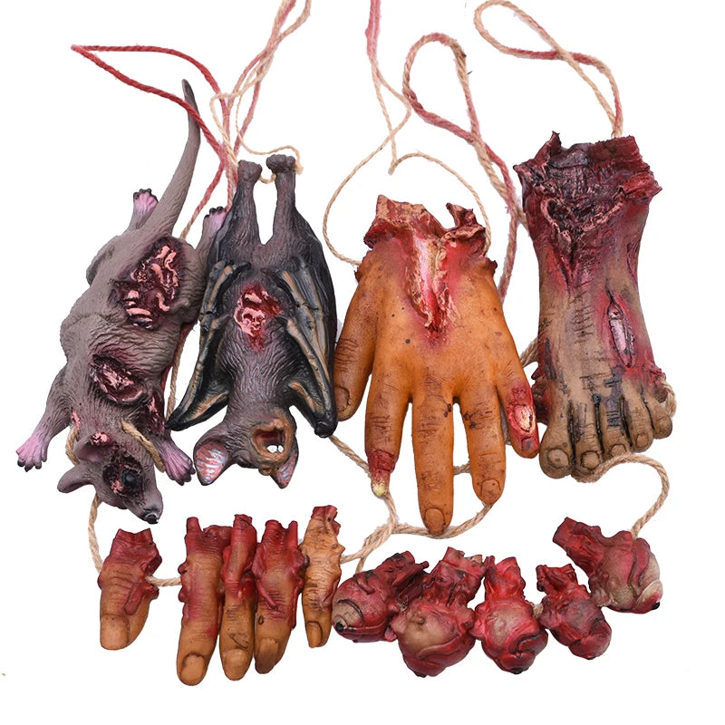 Halloween Realistic Simulation Bat Fake Bloody Mouse Broken Hand Tricky Prop Halloween Party Decoration Haunted House Decor