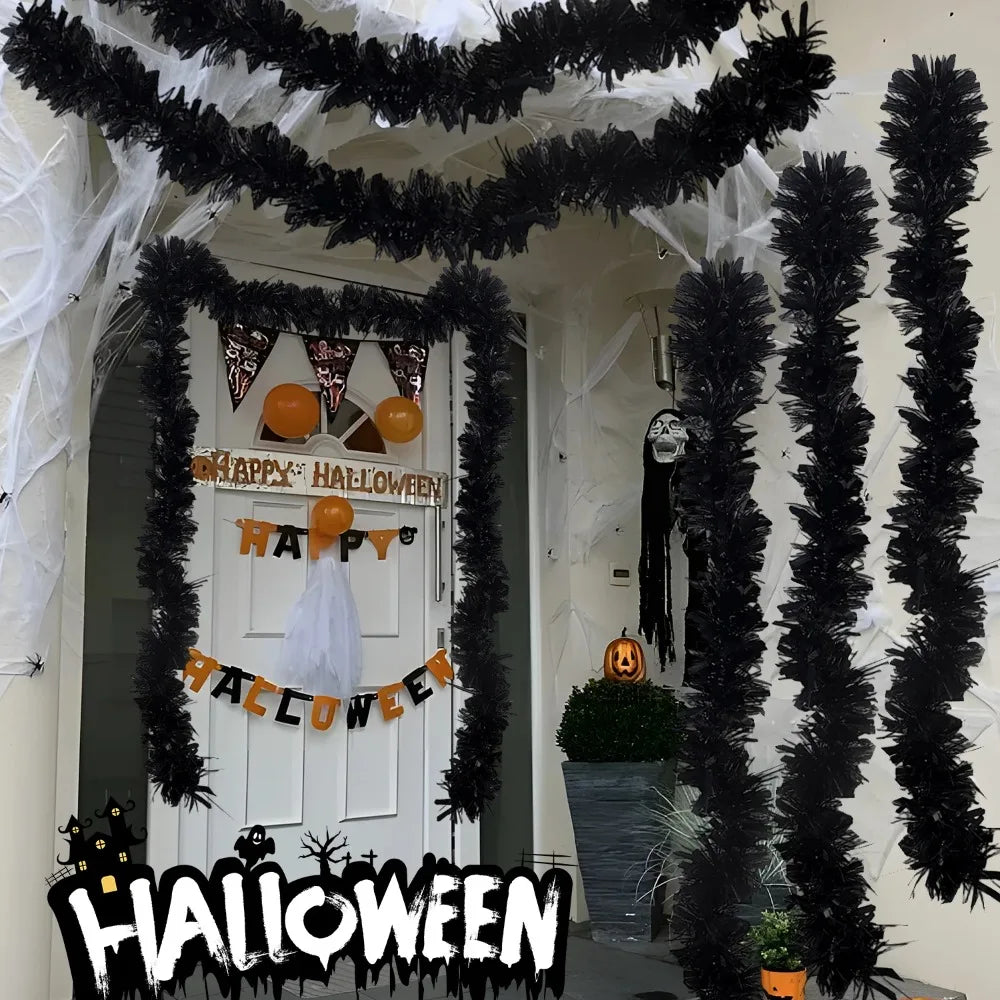 Halloween Black White Ribbon Garland DIY Xmas Tree Hanging Ornament Christmas Wedding Holiday Birthday Party Decoration Supplies