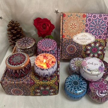 4pcs Valentine's Day Soy Wax Candle Gift Set - Floral Themed Jar Candles Flower Embellishment for Indoor Use, Scented