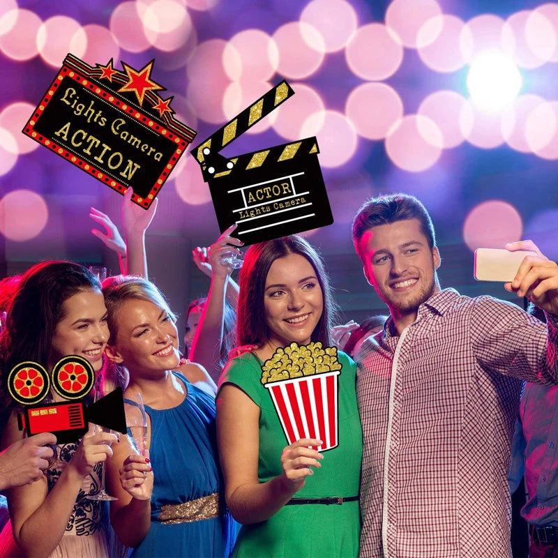 Red carpet cutout Movie party Card Tabletop decoration Movie theme decoration Red Gold Movie Noir night party supplies