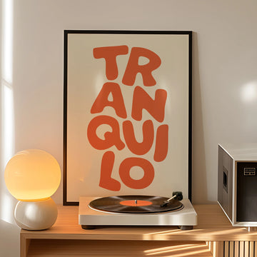 Boho Tranquilo Orange Cream Retro Typography Wall Art Print Canvas Painting Poster Picture For Living Room,Bedroom Home Decor