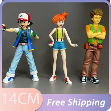 New In Stock Ash Ketchum Anime Figure Brock Action Figure Misty Figurine Pvc Gk Statue Model Doll Collection Decoration Room Toy