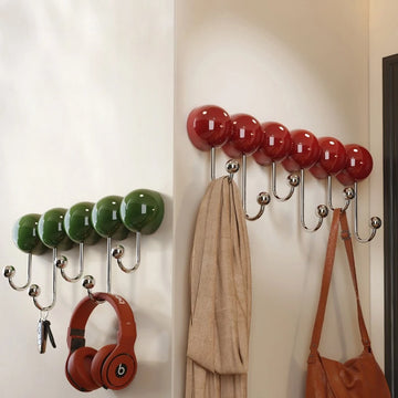 Ball Shaped Wall Mounted Decorative Entryway Hanger Stylish Red Coat Bag Key Organizer for Living Room Bedroom Door Wall Storage