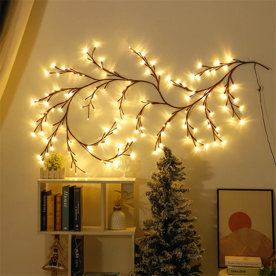 2023 New LED Vines String Light Flexible DIY Willow Branch Christmas Garland Fairy Lights for Room Wall Party Wedding Home Decor
