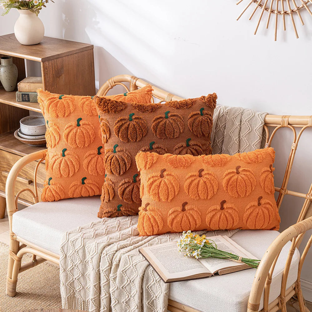 Halloween Pumpkin Embroidered Plush Pillowcase Cojines Simple Throw Headboard Pillow Cushion Covers Halloween Party Supplies