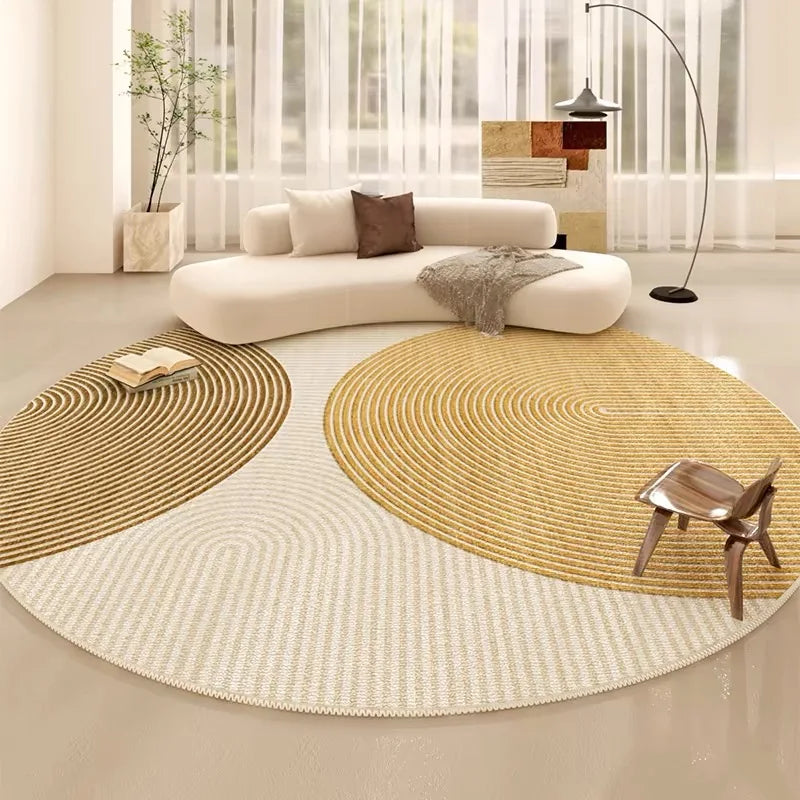 VIKAMA Modern Minimalist Round Carpet For Bedroom And Living Room, Cream Style, Large Round Rug, Luxurious Home Decoration