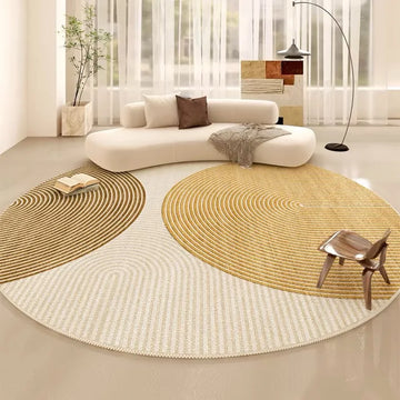VIKAMA Modern Minimalist Round Carpet For Bedroom And Living Room, Cream Style, Large Round Rug, Luxurious Home Decoration
