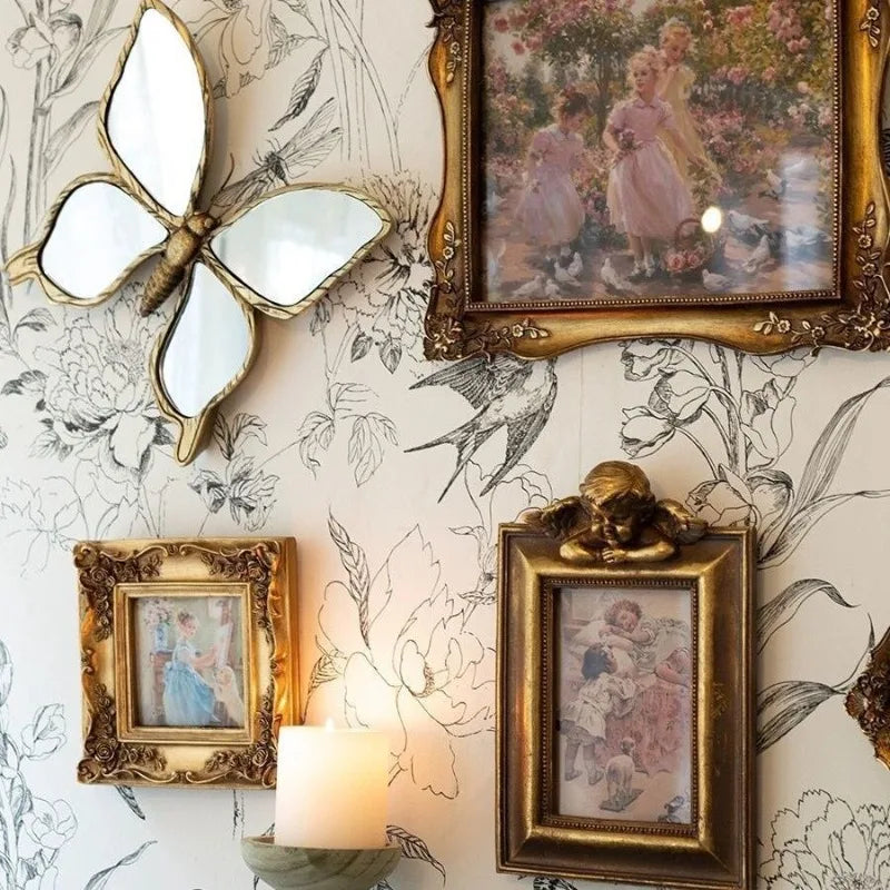 Retro Distressed Resin Butterfly Mirror Wall Decor Elegant Dragonfly Wall Art for Home Decoration, Convenient  Practical Design