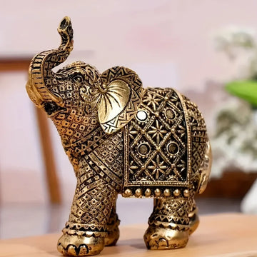 Retro Attraction Wealth Resin Elephant Lucky Sculpture Antique Homedesktop Handicraft Ornaments Outdoor Garden Bonsai Decor Gift