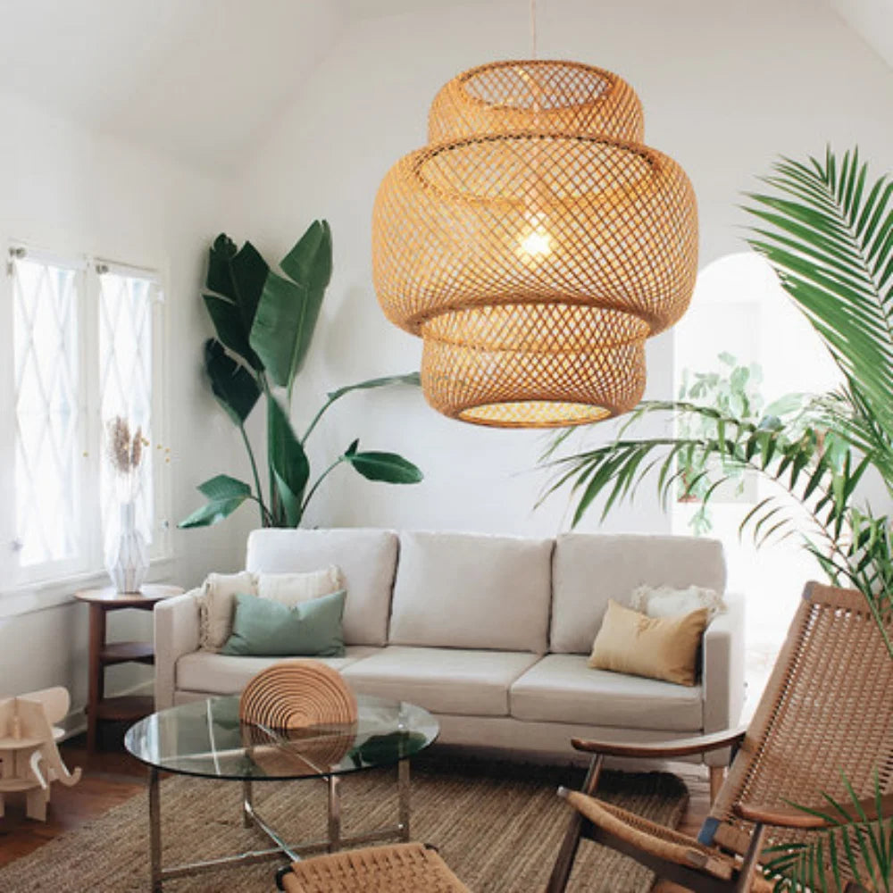 Hand-woven Chinese Style Weaving Hanging Lamps 18/19/30cm Restaurant Home Decor Lighting Fixtures Bamboo Pendant Lamp