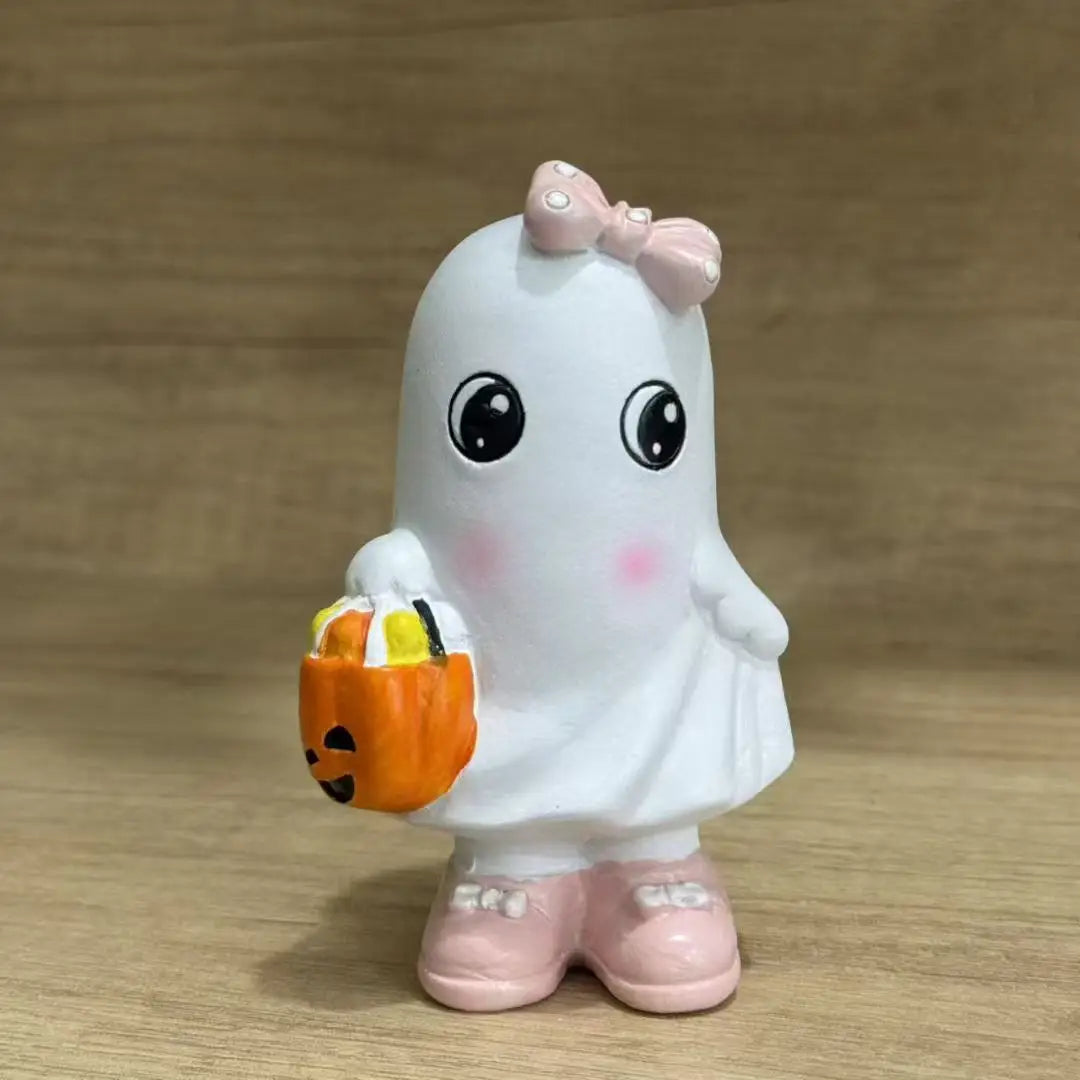 Cute Ghost With A Puppy Ghost Statue Small Halloween Decor for Home, Centerpiece for Coffee Table Adorable Horror Figure