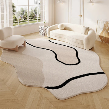 Cream Style Bedroom Decor Rug Irregular Shape Carpets for Living Room Thicken Anti-slip Lounge Floor Mat Home Fluffy Soft Carpet