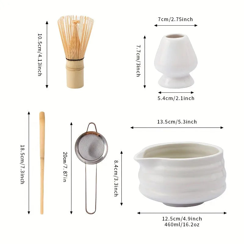 5PCS Ceramic matcha set with mouth bowl high-value tea ordering tool Japanese matcha bowl, the perfect gift for gifting