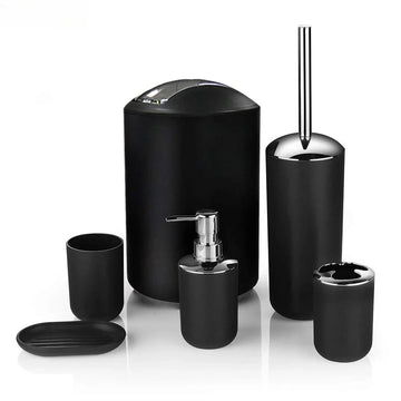 Luxury Bathroom Set Multipurpose Soap Dispenser Toothbrush Holder Toilet Brush Trash Can Soap Dish Home Bathroom Set 4/6pcs Pack