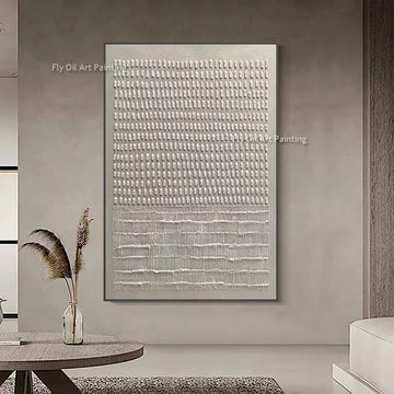 Handmade Set Of Two Abstract Beige Texture Thick Canvas Wall Art For Living Room Decor White Knife Thick Oil Painting As Gifts