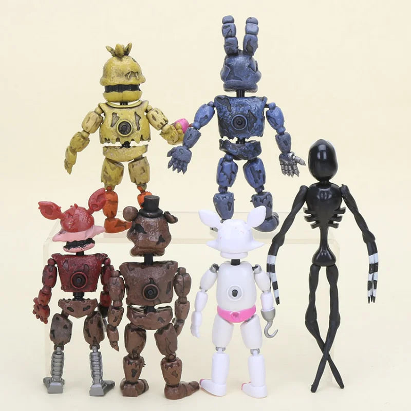 6Pcs/Set FNAF Figures Luminous Bonnie Bear Foxy Chica Freddy Movable Joints Anime Figure PVC Action Figure Model Toys